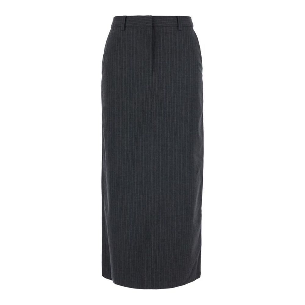 Dunst Women Long Striped Skirt With High Waist And Tech Fabric Gray Woman
